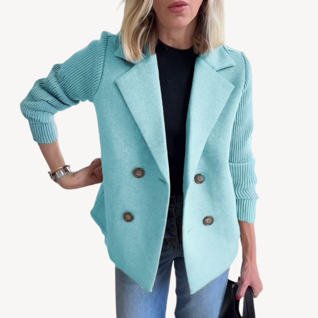 Women's Wool Blend Double-Breasted Knit Blazer