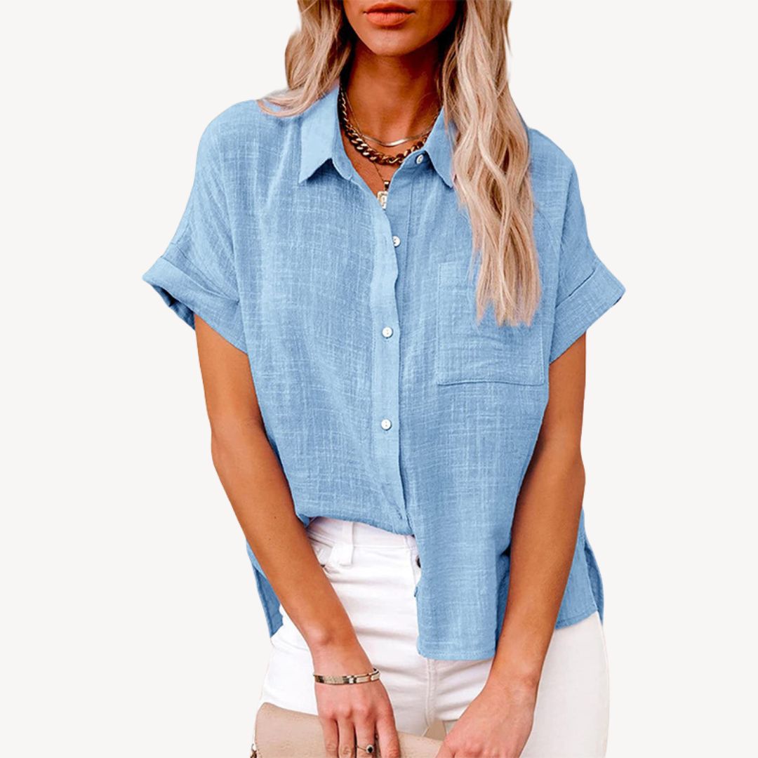 Women's Short Sleeve Linen Shirt
