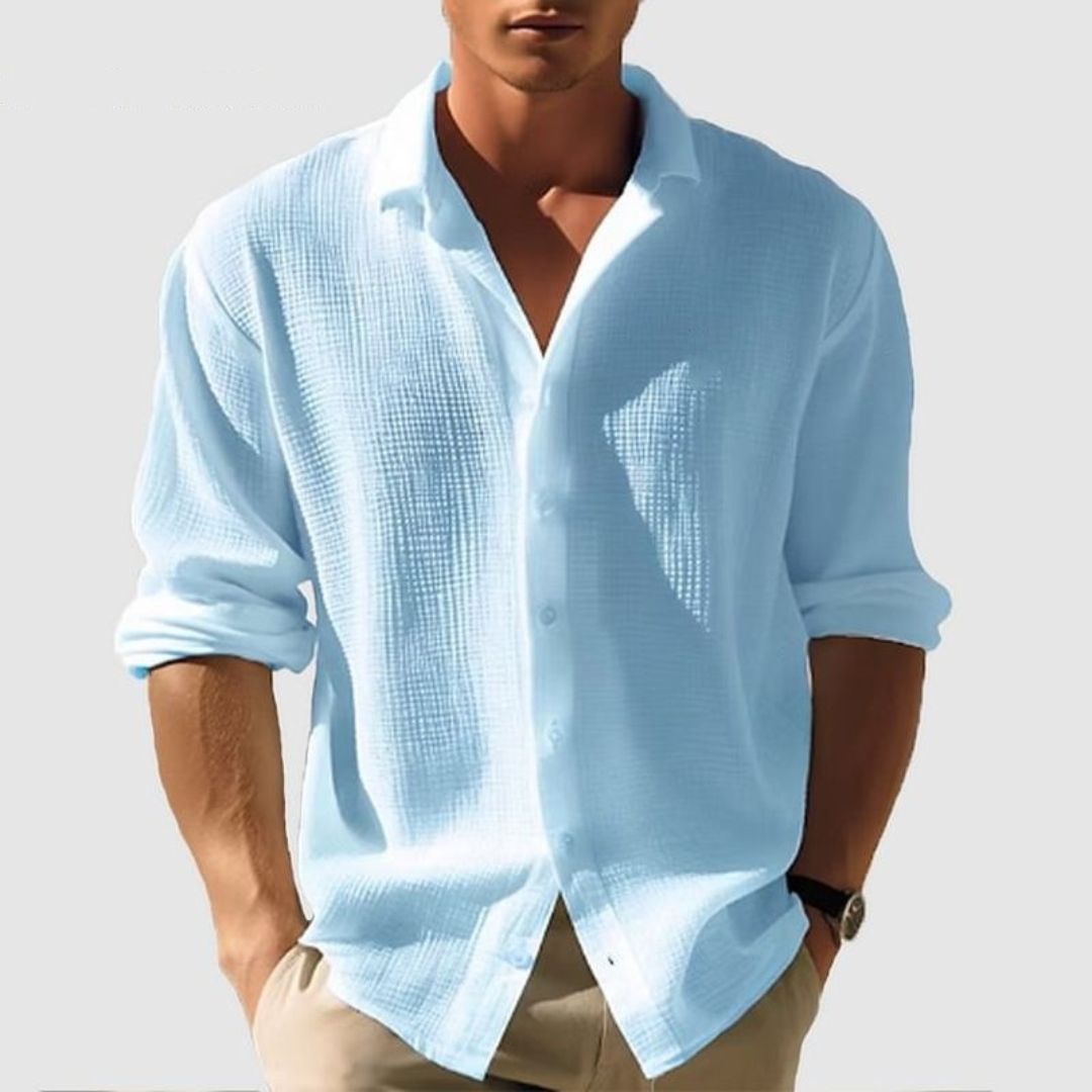 Men's Relaxed Fit Cotton Long Sleeve Shirt