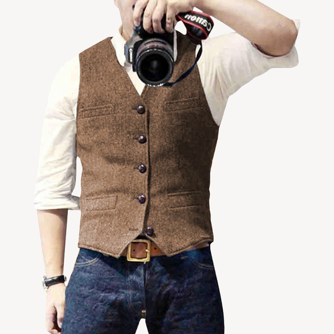 Men's Buttoned Wool Vest