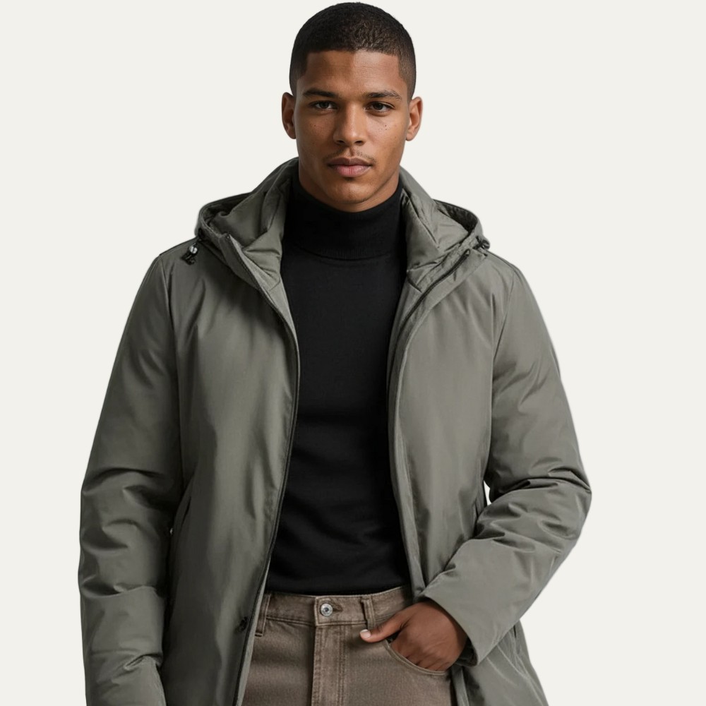 Men’s Sleek Mid Length Hooded Parka