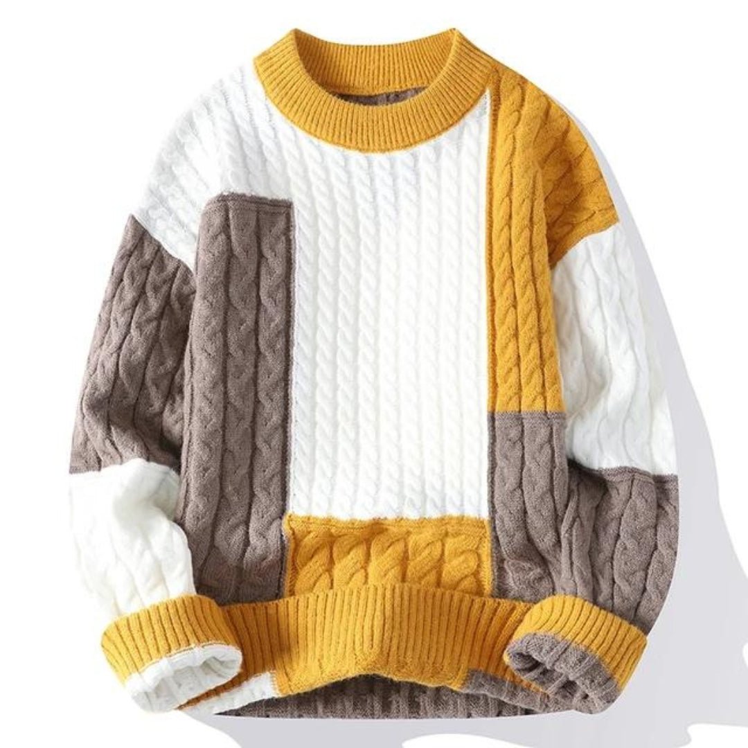 Men's Multicolor Crew Neck Knit Sweater - BritishElegance