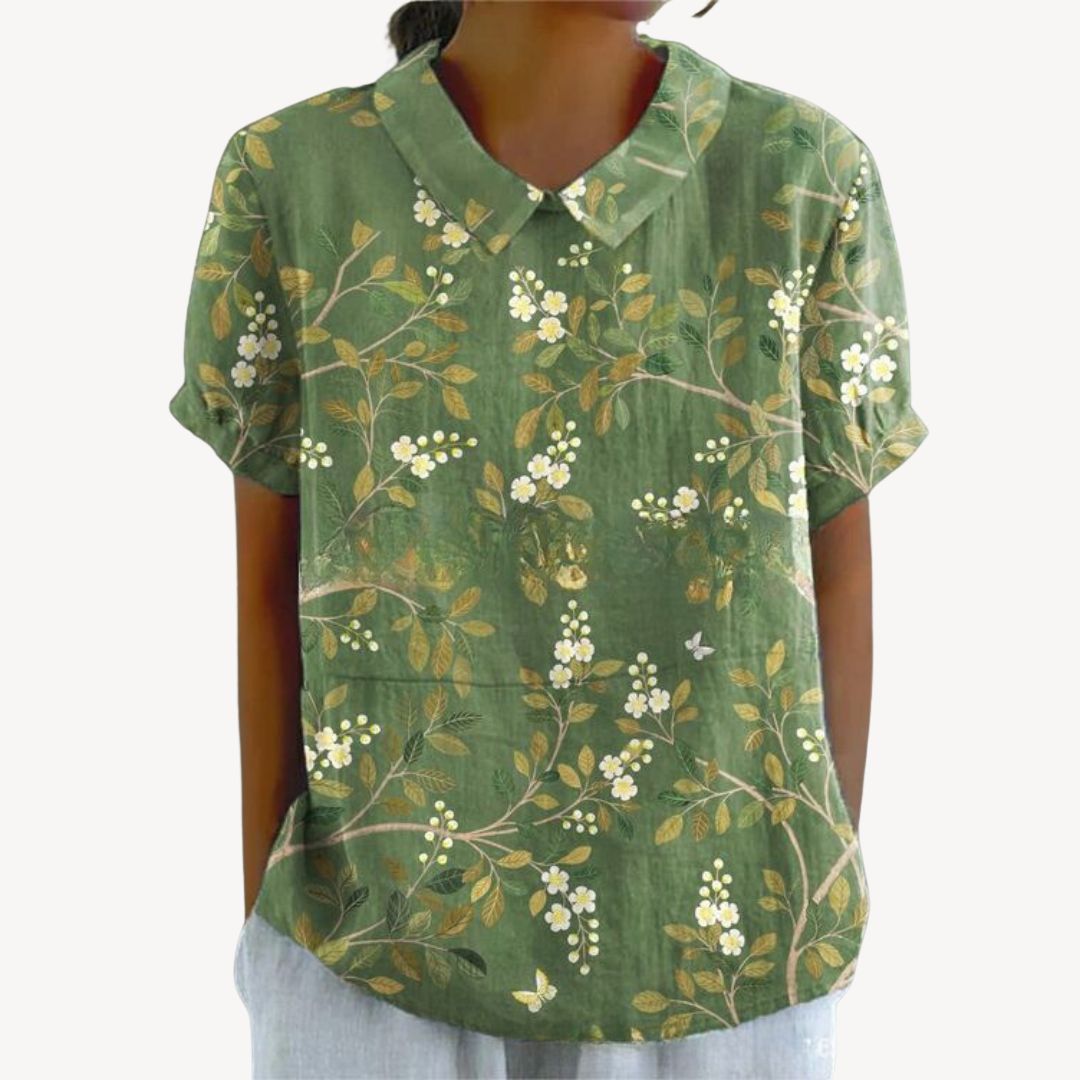 Floral Print Button-Up Shirt Women