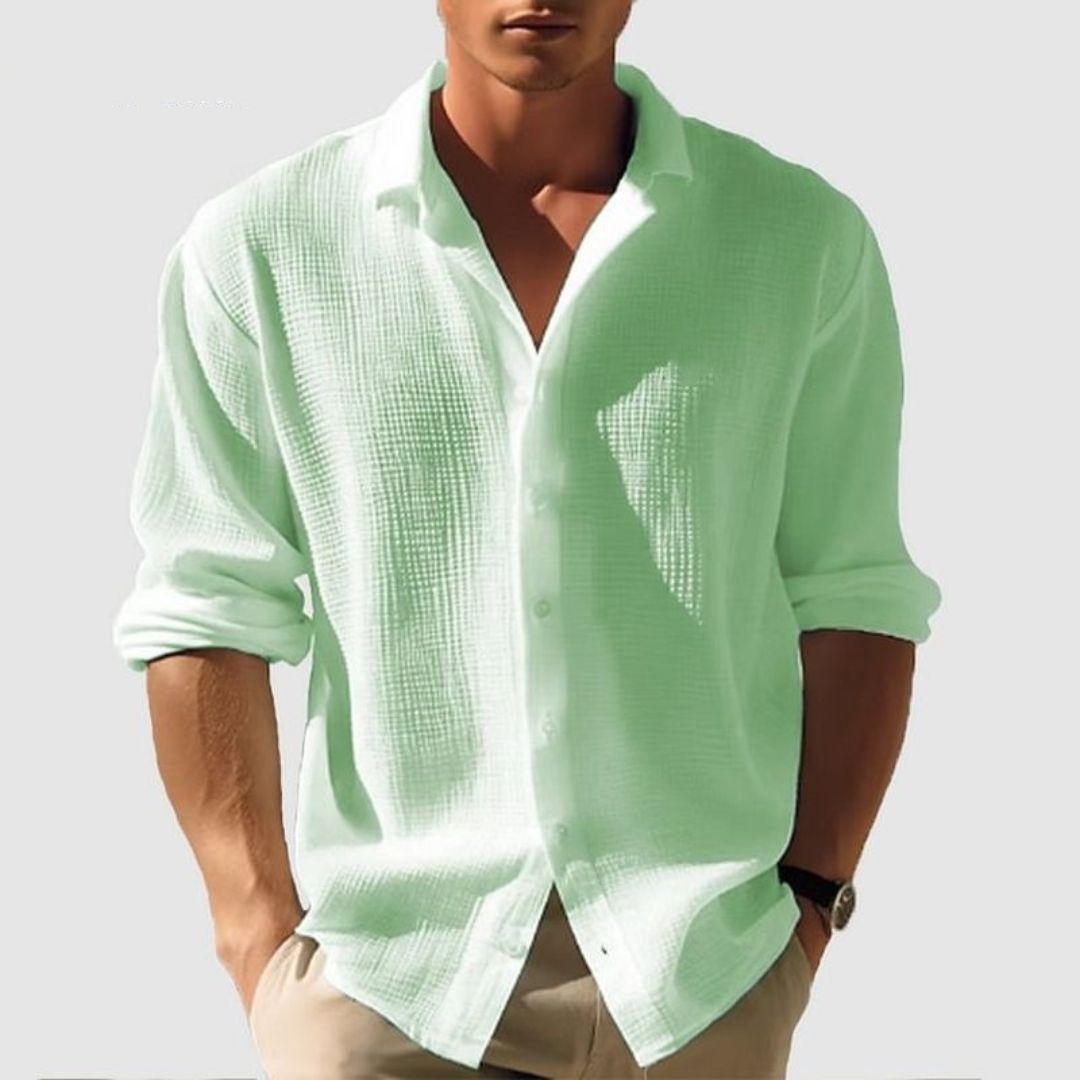 Men's Relaxed Fit Cotton Long Sleeve Shirt