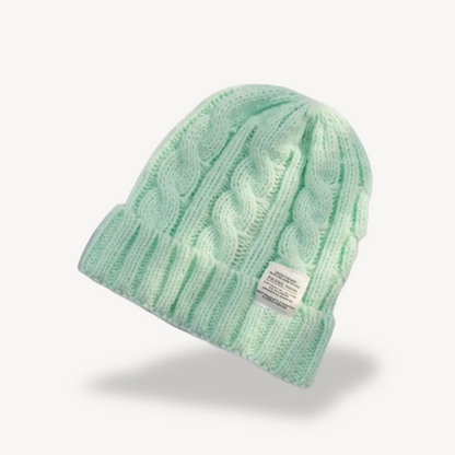 Cable Knit Beanie Hat for Women - Soft Wool Blend