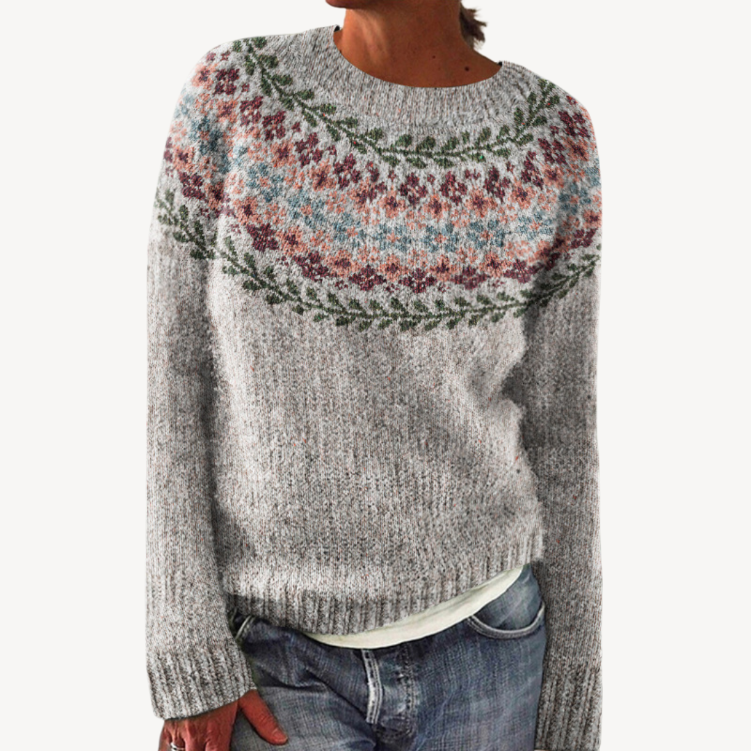 Embroidered Floral Sweater for Women