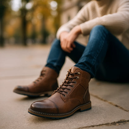 Men’s Textured Leather Combat Boots