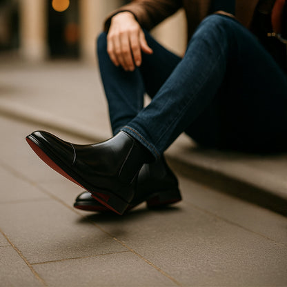 Men’s Sleek Leather Chelsea Boots with Cap Toe