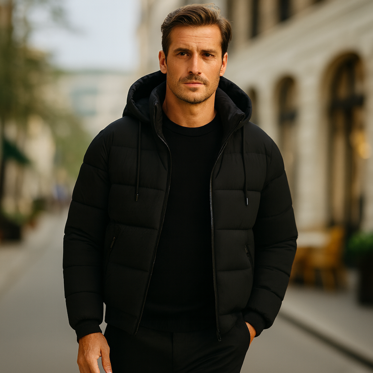 Men’s Elegant Hooded Quilted Puffer Jacket