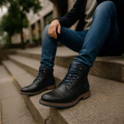 Men’s Textured Leather Combat Boots