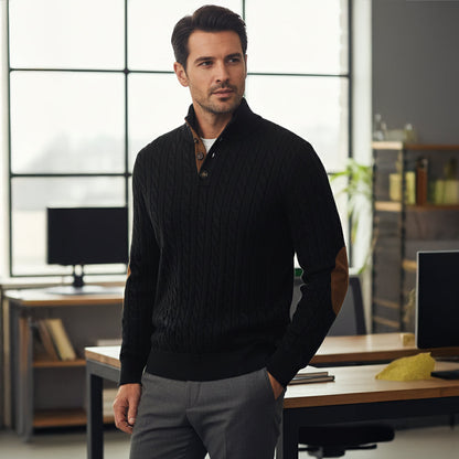 The Stamford Men's Cable Knit Collar Stand Jumper