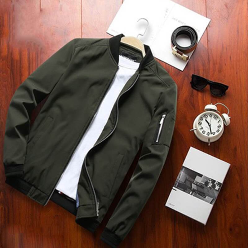 Men’s Classic Baseball Collar Bomber Jacket