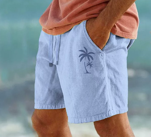 Tropical Summer Shorts with Palm Embroidery