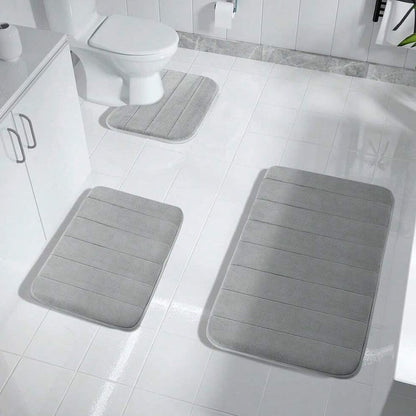 Soft 3-Piece Memory Foam Bathroom Mats, Anti-Slip
