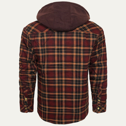 Men’s Hooded Quilted Lined Plaid Shirt Jacket