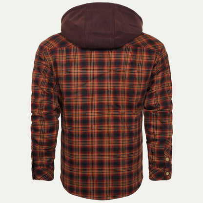 Men’s Hooded Quilted Lined Plaid Shirt Jacket