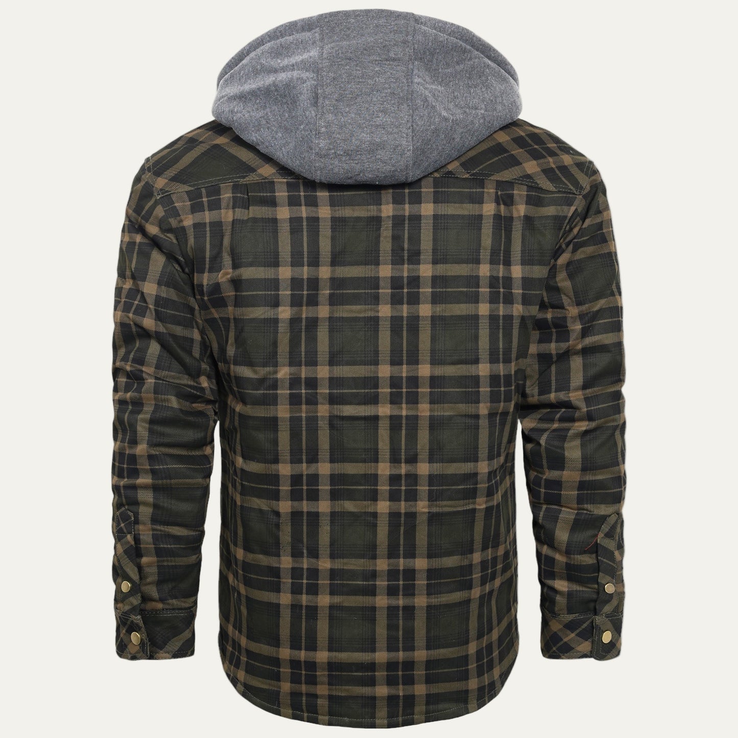 Men’s Hooded Quilted Lined Plaid Shirt Jacket