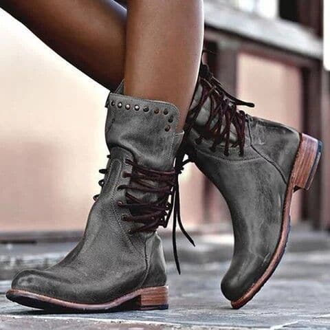 Women's Faux Leather Ankle Boots with Buckles