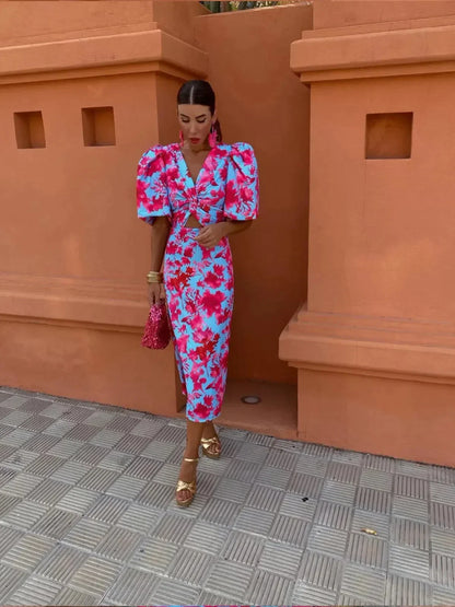 Dianna | Ladies Floral Ruffle Sleeve Dress