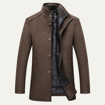 Men’s Single Breasted Topcoat with Quilted Inner Layer