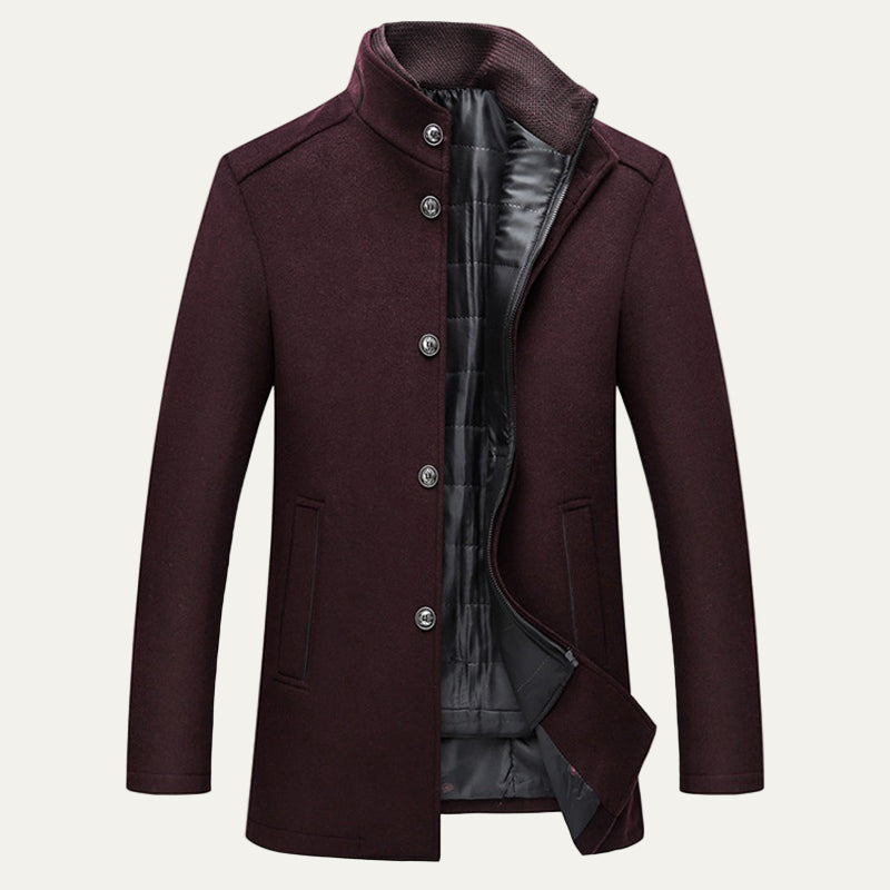 Men’s Single Breasted Topcoat with Quilted Inner Layer