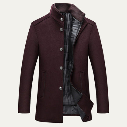 Men’s Single Breasted Topcoat with Quilted Inner Layer
