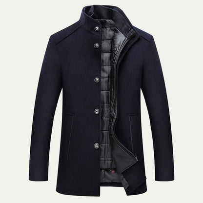 Men’s Single Breasted Topcoat with Quilted Inner Layer