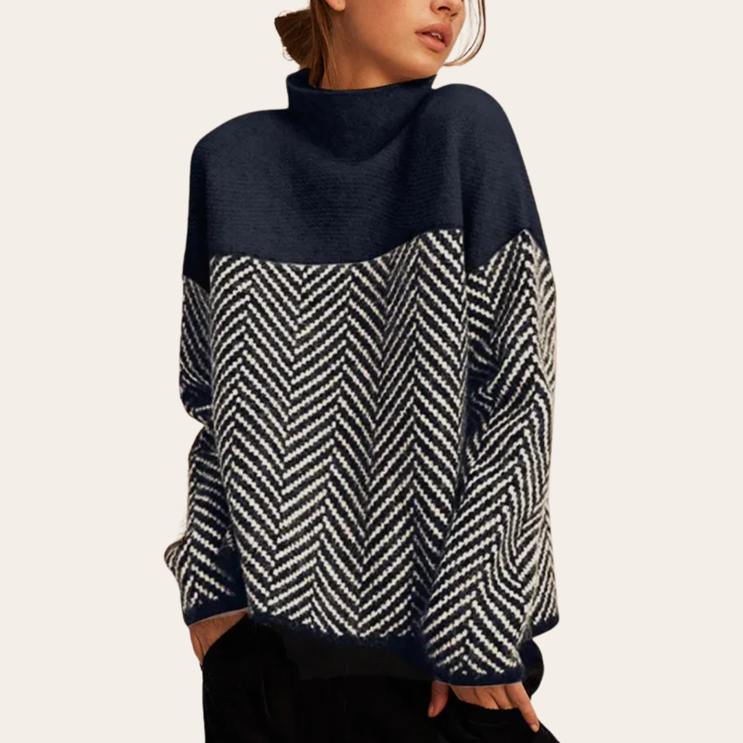 Women’s Two-Tone Chevron Knit Sweater