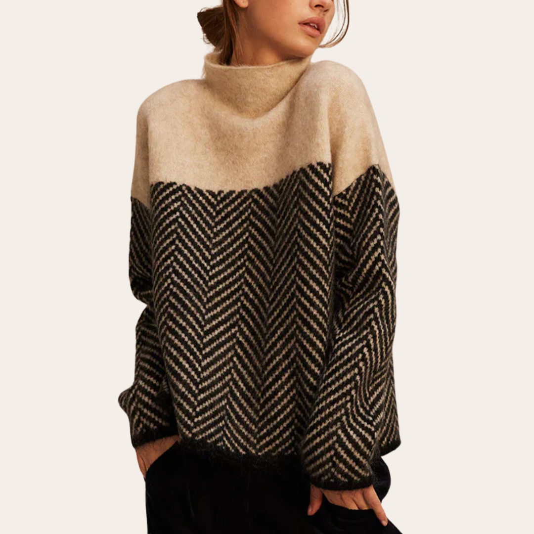 Women’s Two-Tone Chevron Knit Sweater