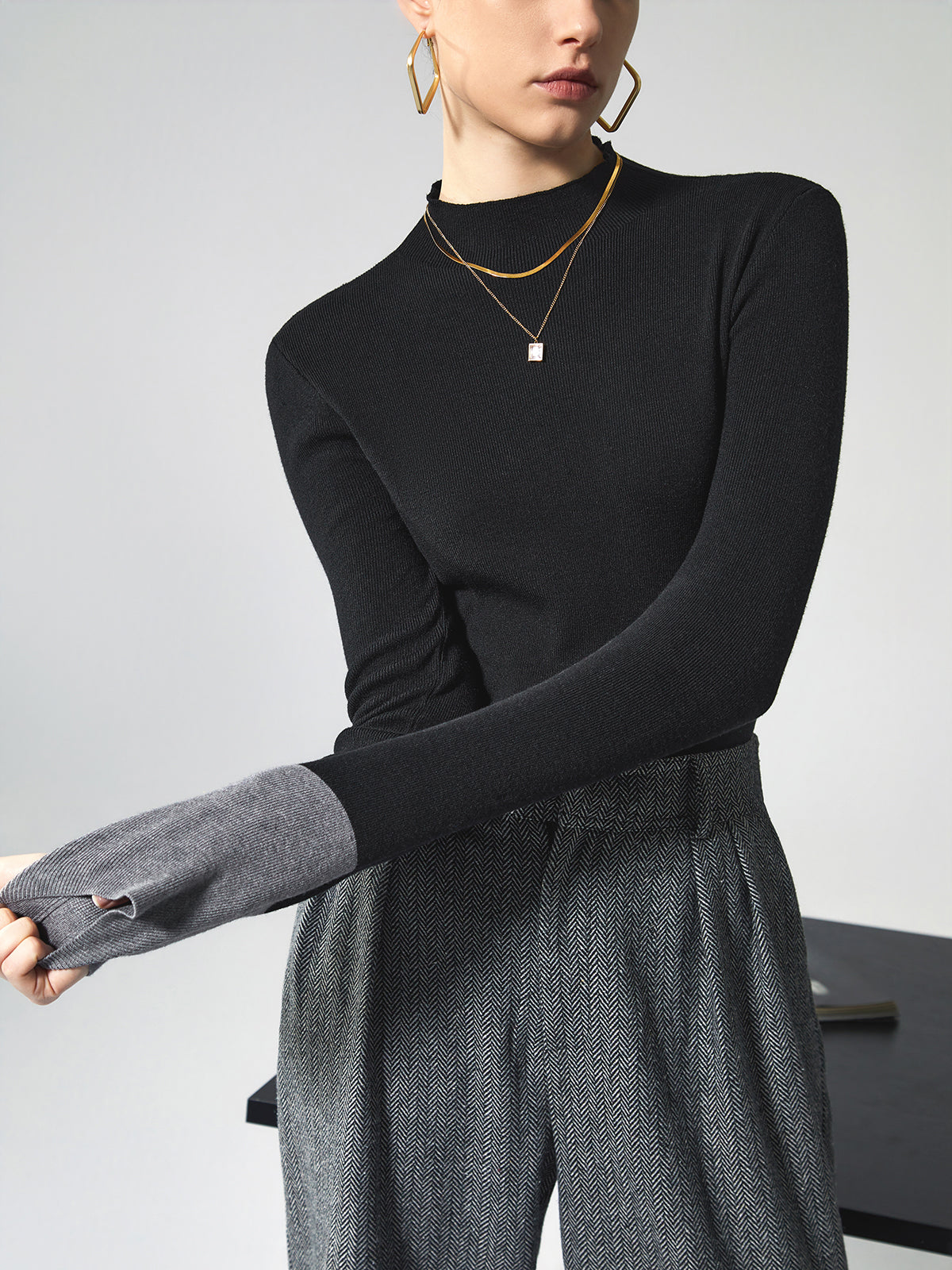 Long Sleeve Contrast Top for Women - Lana