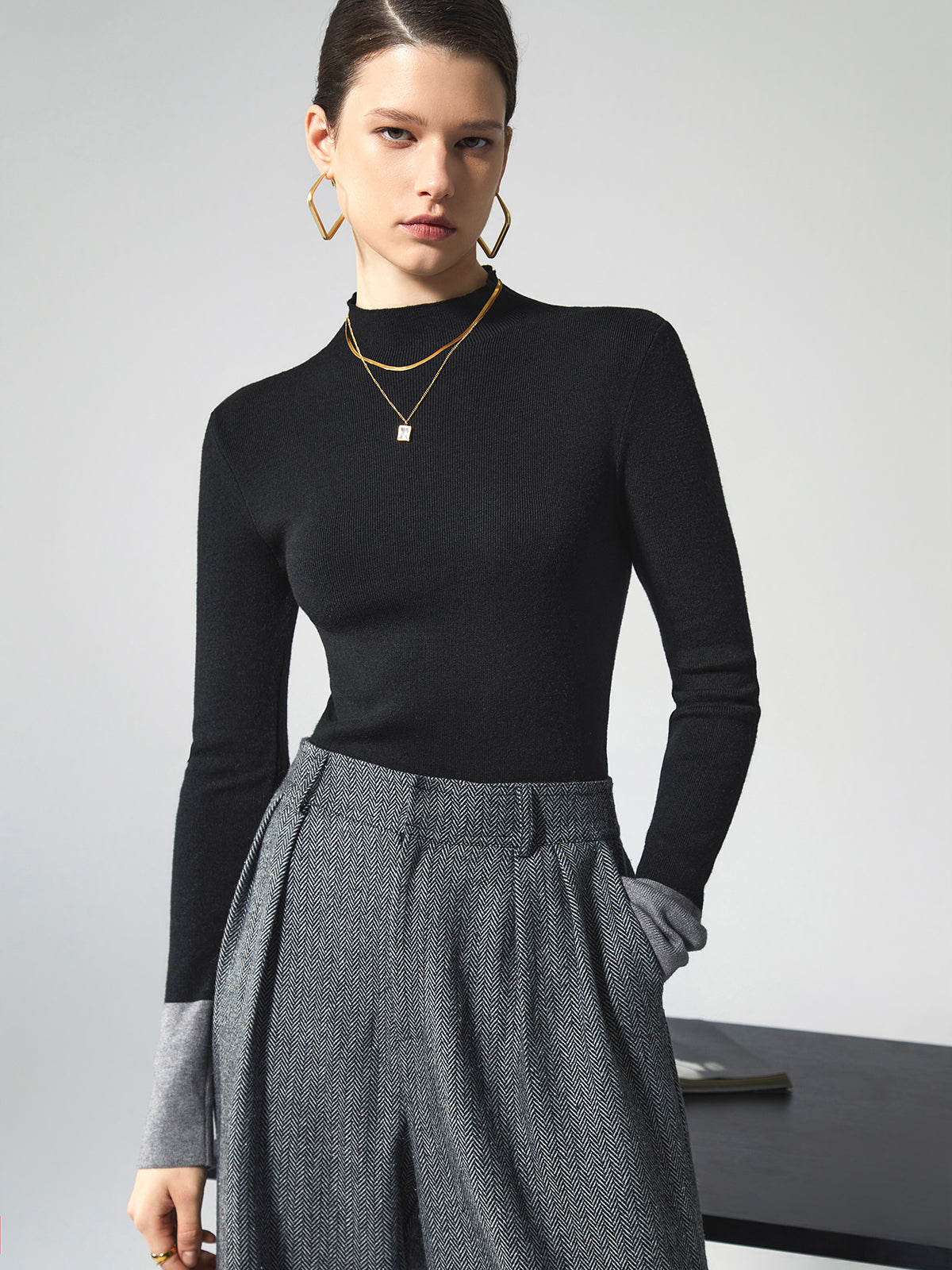 Long Sleeve Contrast Top for Women - Lana