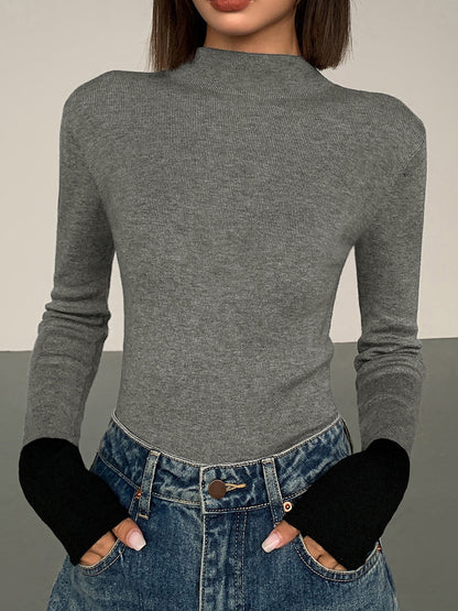 Long Sleeve Contrast Top for Women - Lana