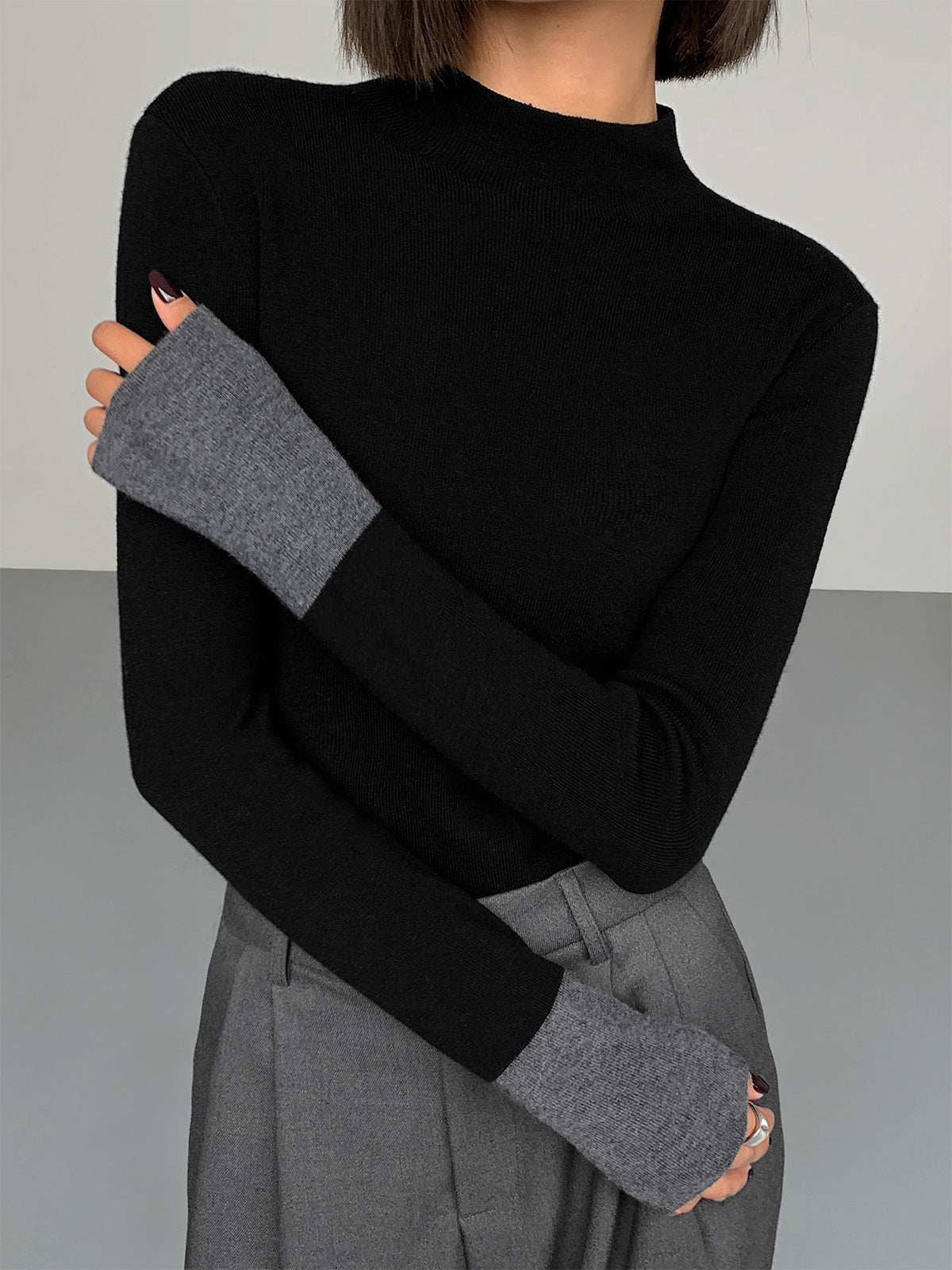 Long Sleeve Contrast Top for Women - Lana