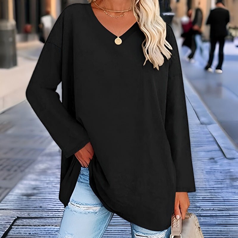 Long Sleeve V-Neck Women's Top - Lucinda