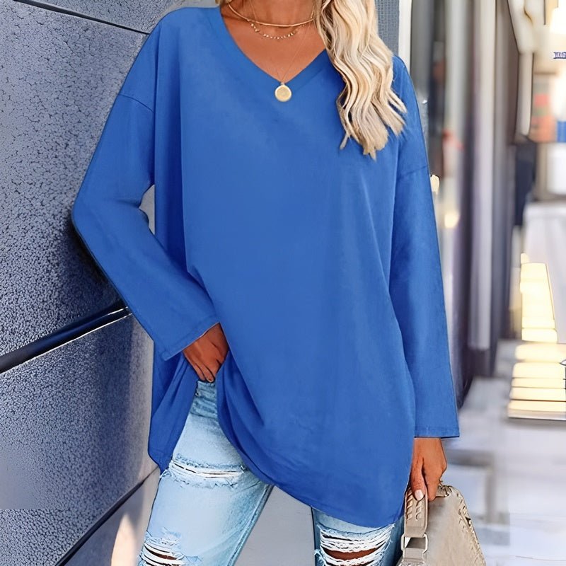 Long Sleeve V-Neck Women's Top - Lucinda
