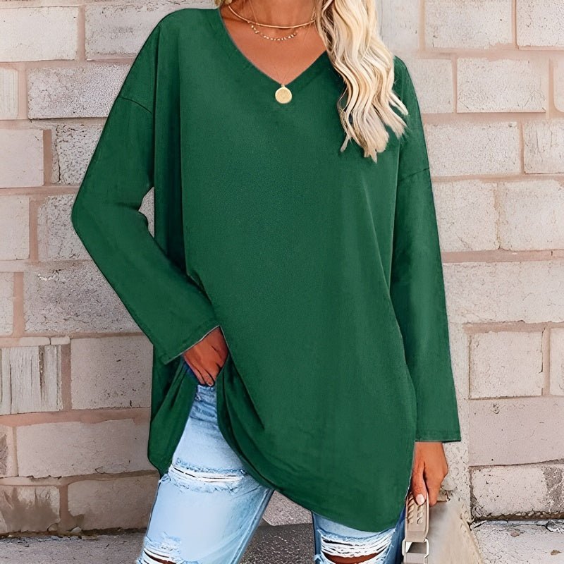 Long Sleeve V-Neck Women's Top - Lucinda