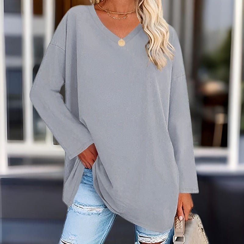 Long Sleeve V-Neck Women's Top - Lucinda