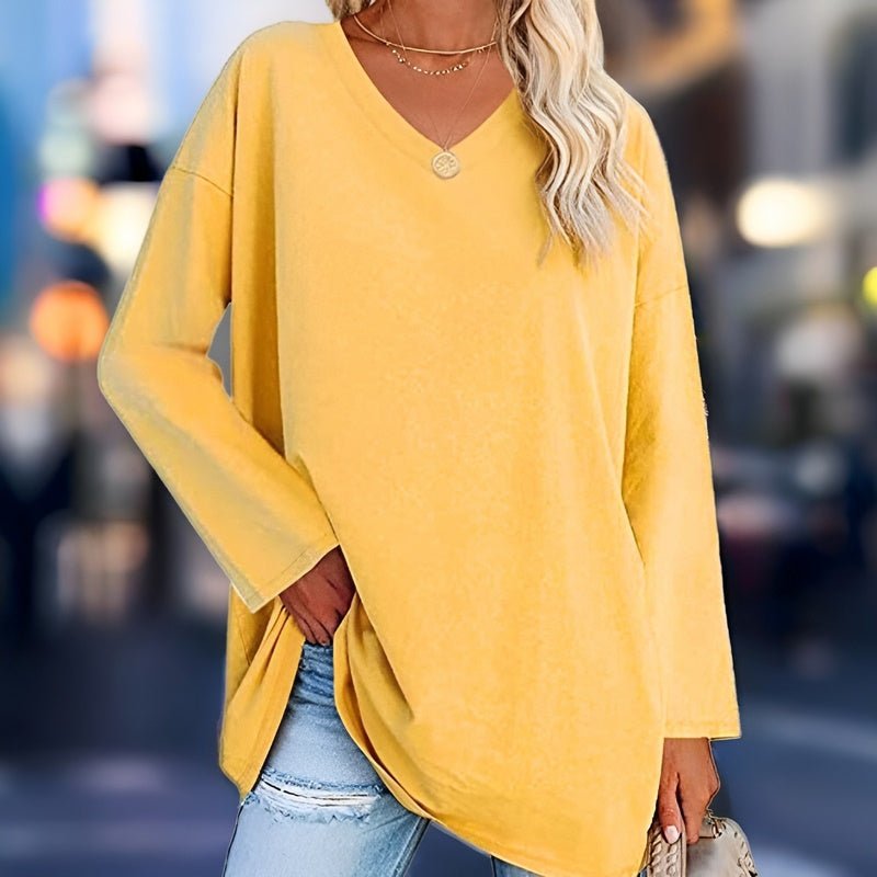 Long Sleeve V-Neck Women's Top - Lucinda