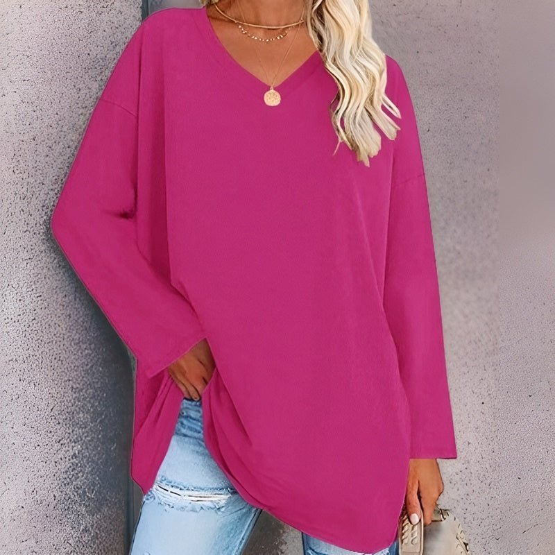 Long Sleeve V-Neck Women's Top - Lucinda