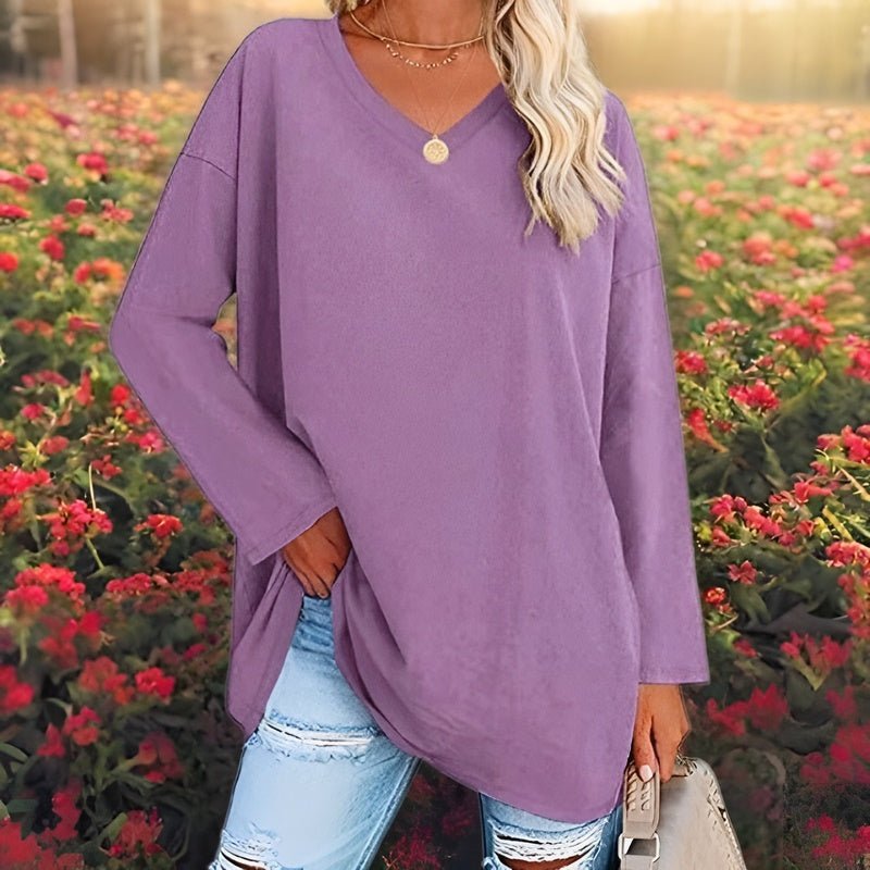 Long Sleeve V-Neck Women's Top - Lucinda