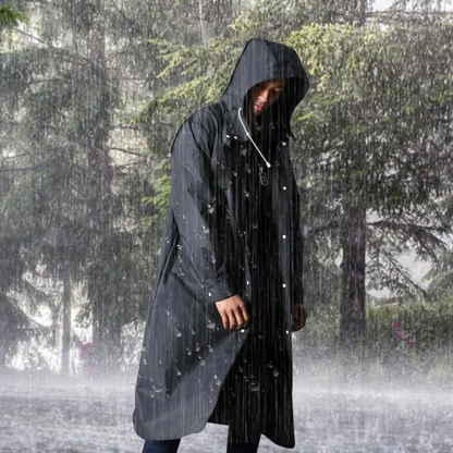Long Waterproof Men's Raincoat with Hood - Titan
