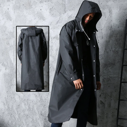 Long Waterproof Men's Raincoat with Hood - Titan