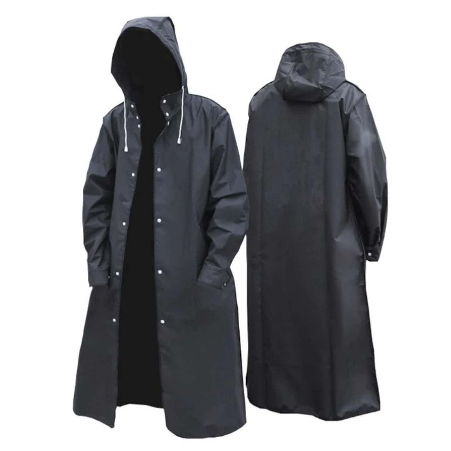 Long Waterproof Men's Raincoat with Hood - Titan
