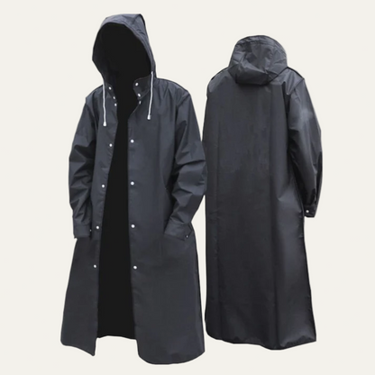 Men’s Long Snap Front Hooded Rain Slicker