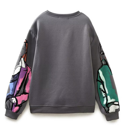 Loose-Fit Wool-Print Sweater - Elise