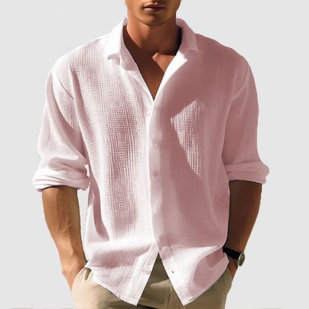 Men's Relaxed Fit Cotton Long Sleeve Shirt