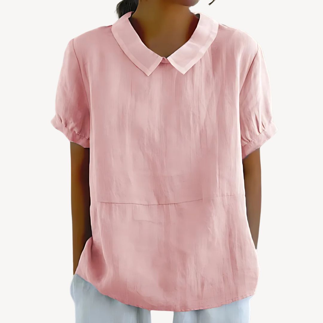 Women's Collared Linen Blend Blouse