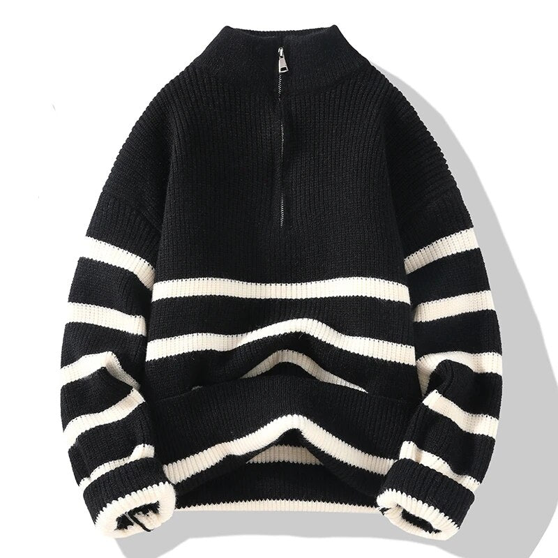 Women's Warm Zip Up Knit Sweater - BritishElegance
