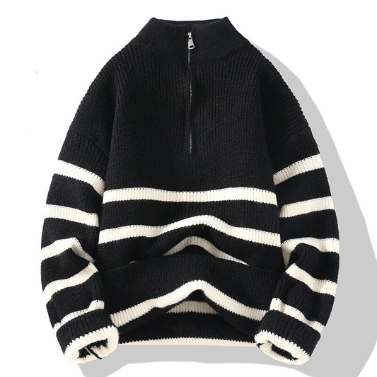 Women's Warm Zip Up Knit Sweater - BritishElegance