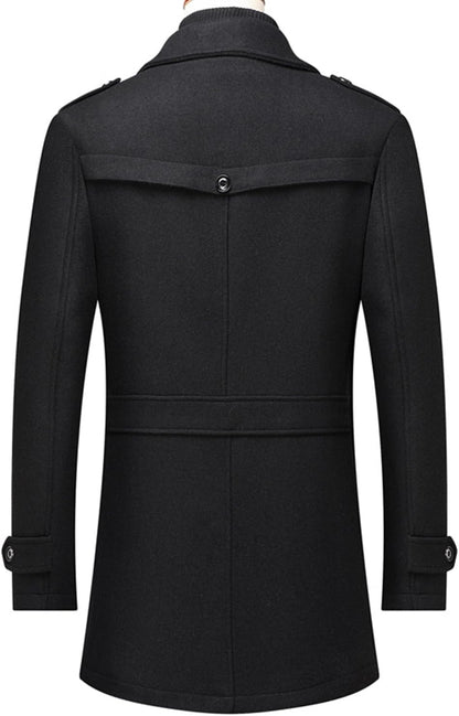Men’s Wool Blend Peacoat with Hidden Bib and Quilted Lining